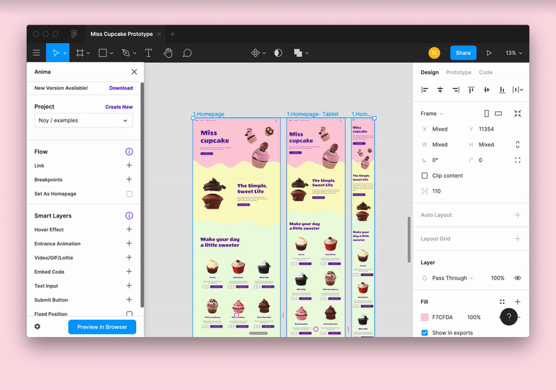 High Fidelity Prototype in Figma of the login/create an account page