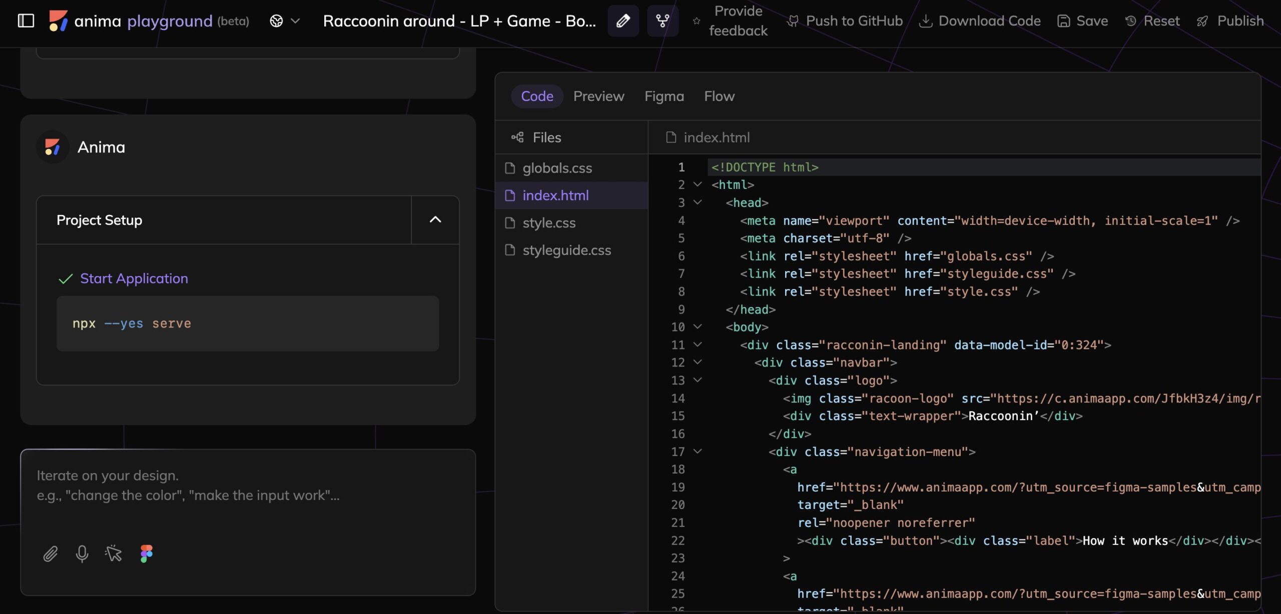 Playground: Download code or Push to GitHub