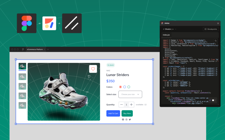 figma to shadcn with anima