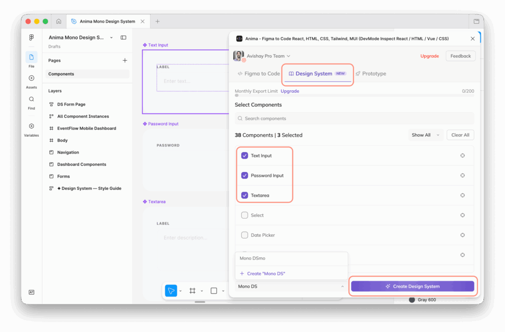 Vibe Code with Figma Design System - Anima figma plugin