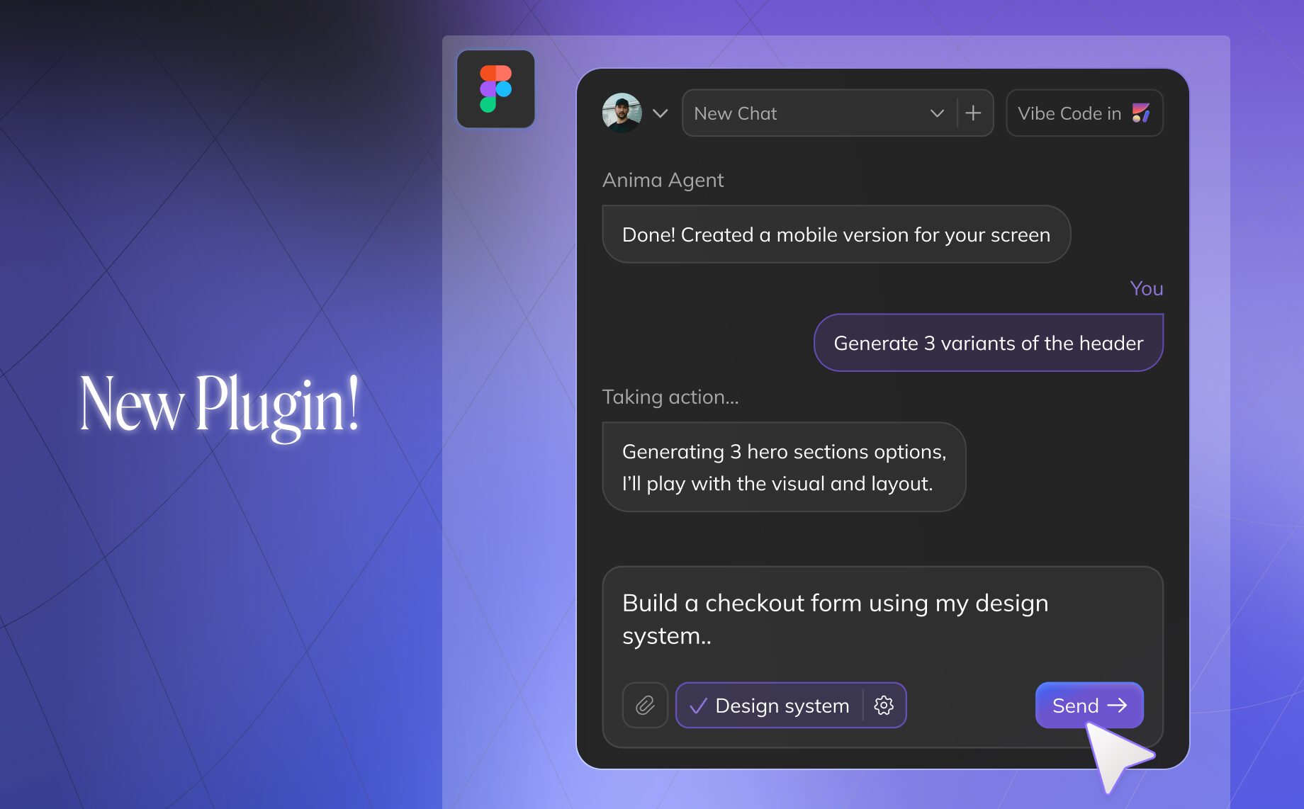 Anima design agent inside Figma