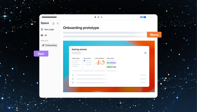 OpenAI illustration of a collaborative ChatGPT Space page called Onboarding prototype